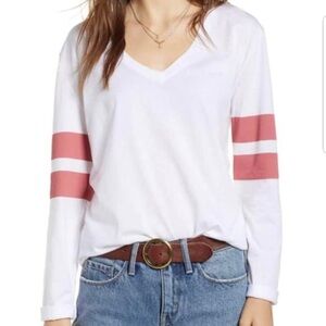 Treasure & Bond White and Pink Long Sleeve Tee